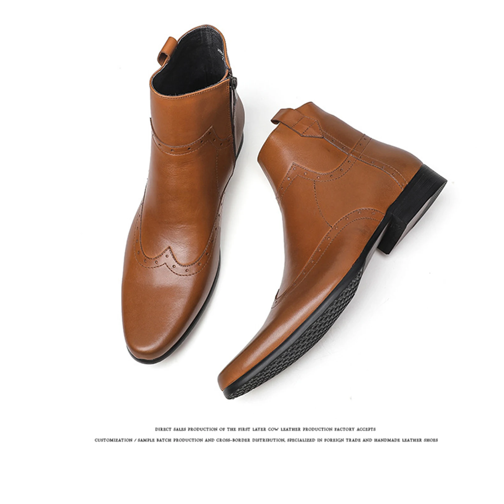 Ankle Boots Genuine Leather Man Winter Autumn Shoes Footwear Med Heel Slip On Black Wine Red Large Sizes 2019 New Fashion |