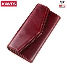 KAVIS, вместительный кошелек из натуральной кожи, Женский кошелек для монет, Женский кошелек, клатч, зажим, сумка для денег, держатель для карт, удобный, Perse