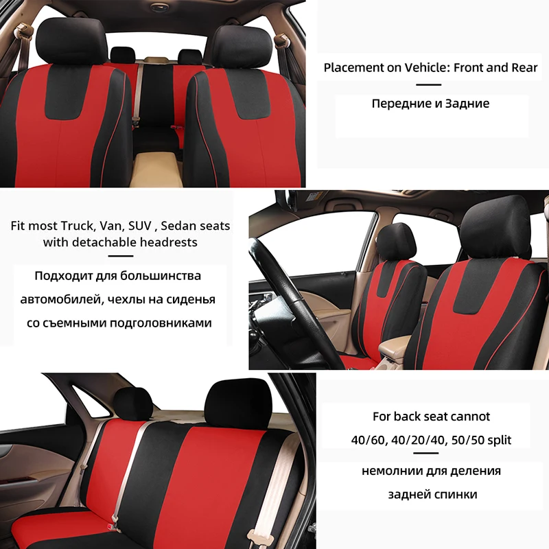 Funda de asiento de coche roja Universal, Fundas protectoras de tela de  poliéster