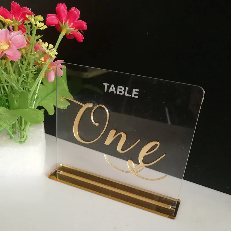 

Custom Clear Acrylic Wedding Table Numbers Silver Gold Mirror Wedding Signs Number Acrylic Party Table Numbers