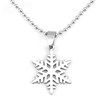 

Silver Color Stainless Steel Snowflake Frost Flower Necklace Pendant High Quality Mirror Polished Jewelry