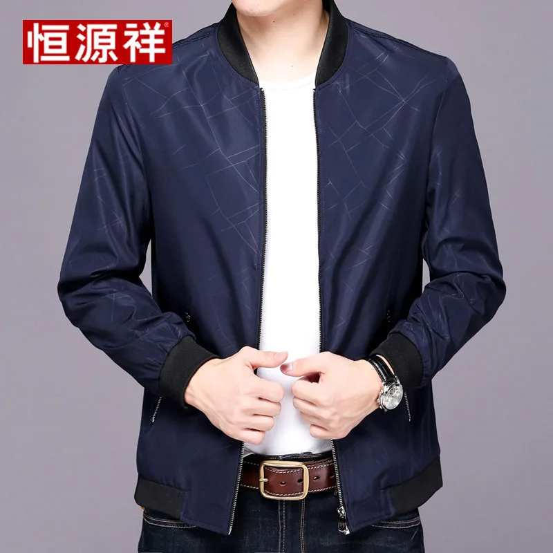 

HYX New Style Spring Clothing Genuine Product Printed Short MEN'S Wear Windproof Casual Middle-aged Thin Coat Jacket Fashion