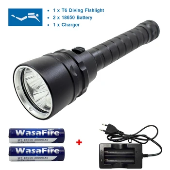 

Waterproof T6 Scuba LED Flashlight Powerful 5000 Lumens Super Bright Convoy Diving Flashlight Underwater Hunting Fishing Lantern