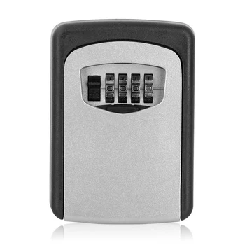 

With 4 Digit Combination Lock Password Padlock Outdoor Safe Wall Mounted Storage Box Aluminium Alloy Keybox Durable