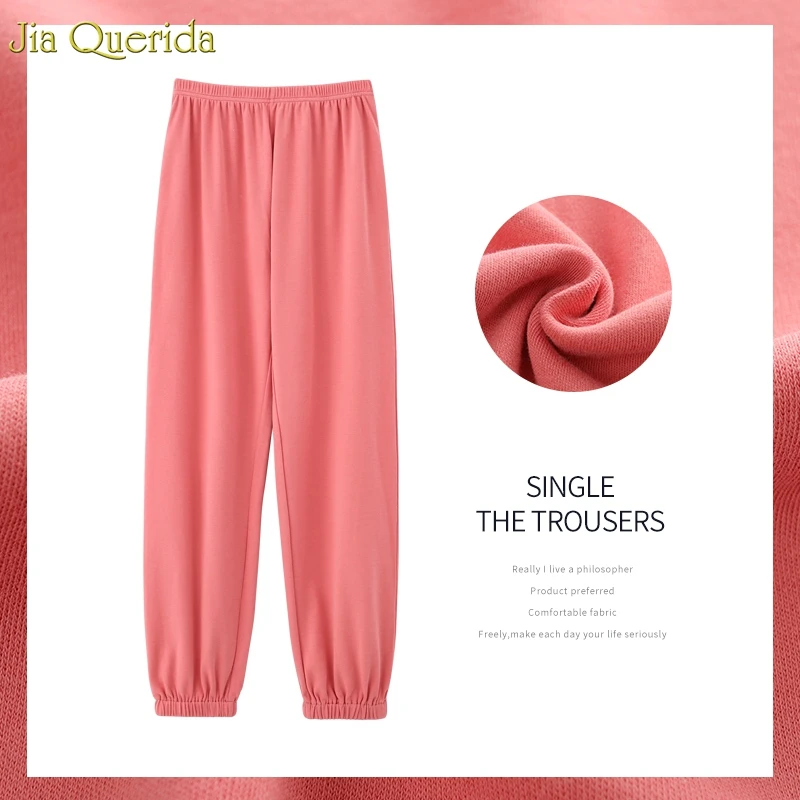 

Cotton Pajama Pants Long Women's Lounge Pants Ankle-tied Minimalist Style Elastic Waist Sleep Bottom New Pink Pajama Pants Women