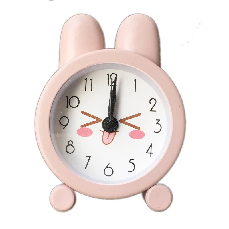 Креативные Часы с милым Кроликом, мини металлический маленький детский будильник, электронные часы для взрослых, для путешествий, дома, кровати, настольные часы, Декор, будильник - Цвет: Pink