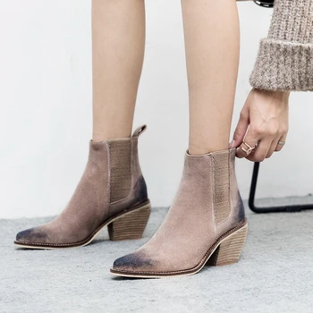 

AGODOR Genuine Leather Ankle Boots For Women High Heel Boots Sexy Pointed Toe Winter Fashion Shoes Woman Botas Mujer Botte Femme