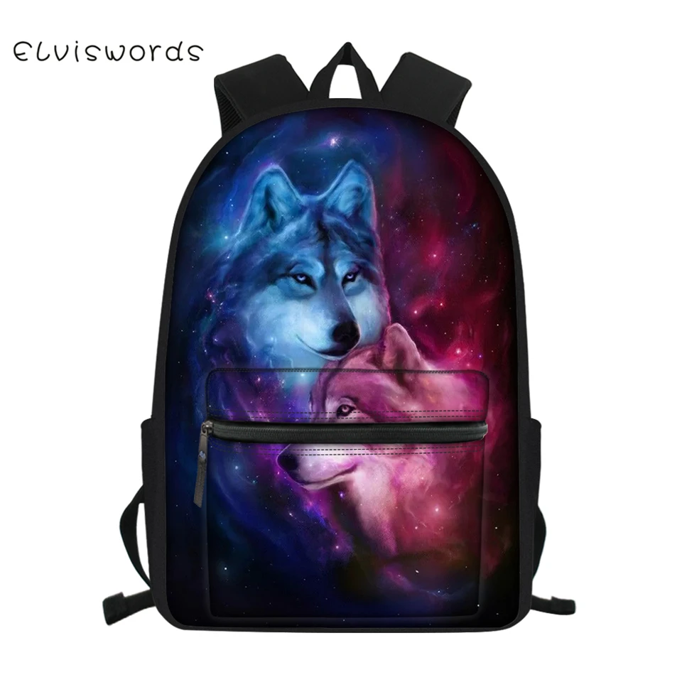 ELVISWORDS модный детский школьный полотняный рюкзак &quotFantasy Wolf&quot узор милые принты в