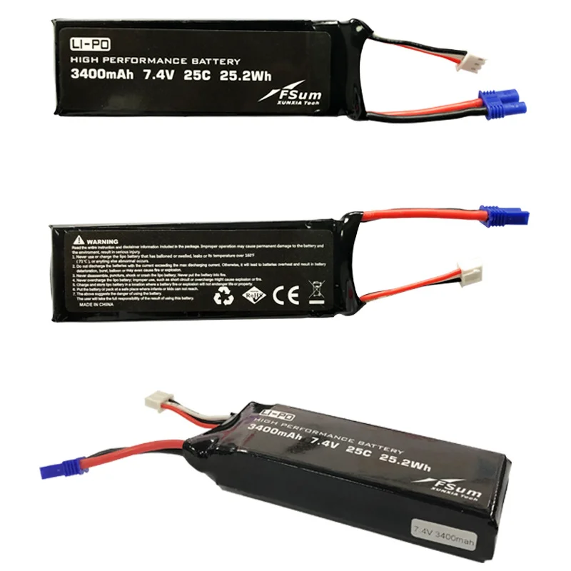 Обновленная батарея 7,4 V 3400mAh 25C Lipo для квадрокоптера Hubsan 501S 501A 501M RC