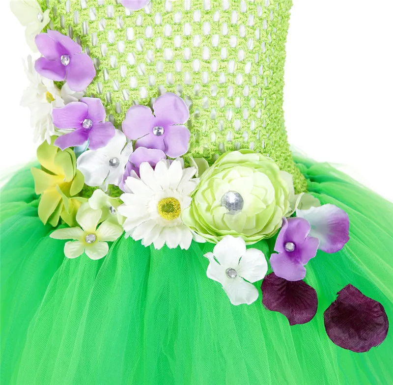 Сказочное нарядное платье-пачка для девочек «Динь-Динь»; платье с цветком ручной работы; волшебные палочки с крыльями; костюм; детский праздничный костюм для девочек на день рождения