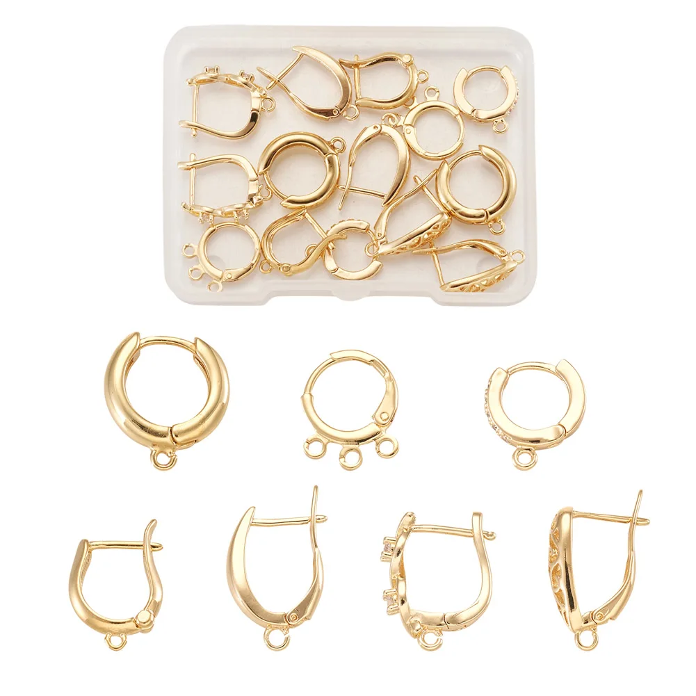 

16Pcs Gold Plated Brass Hoop Earrings Round Loop Earring Hoops With Holes For Women Female Fashion Jewelry Making Findings Gift