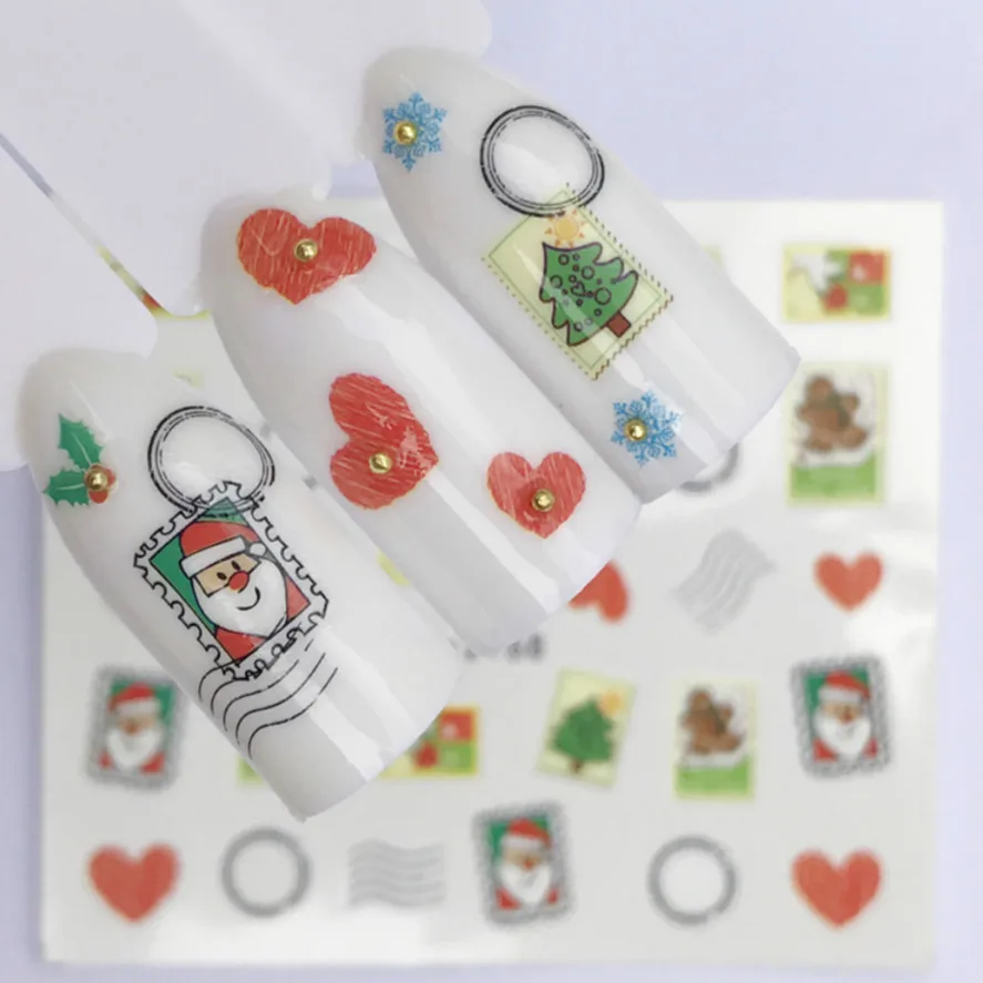 1P Kawaii Christmas Tree Flower Sticker Nail Glitter Powder Metallic Art UV Gel Polishing DIY Decorations Manicure | Красота и