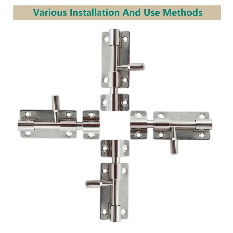 Barrel Bolt Lock, 3'' Door Security Slide Latch Lock,Thickened Door Latch Lock,Stainless Steel Slide Lock with Screws 2Pcs