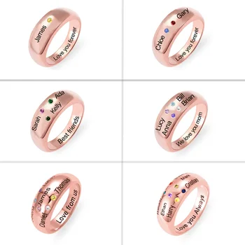 

Wholesale Custom Rings Name Ring Rose Gold Rings Personalized Jewelry for Men Women Name Rings with Birthstone