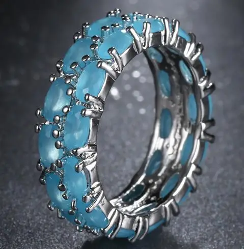 EMMAYA брендовые циркониевые кольца, прозрачные фианитовые Кристальные кольца для женщин, модные ювелирные изделия, цена - Цвет основного камня: sky blue