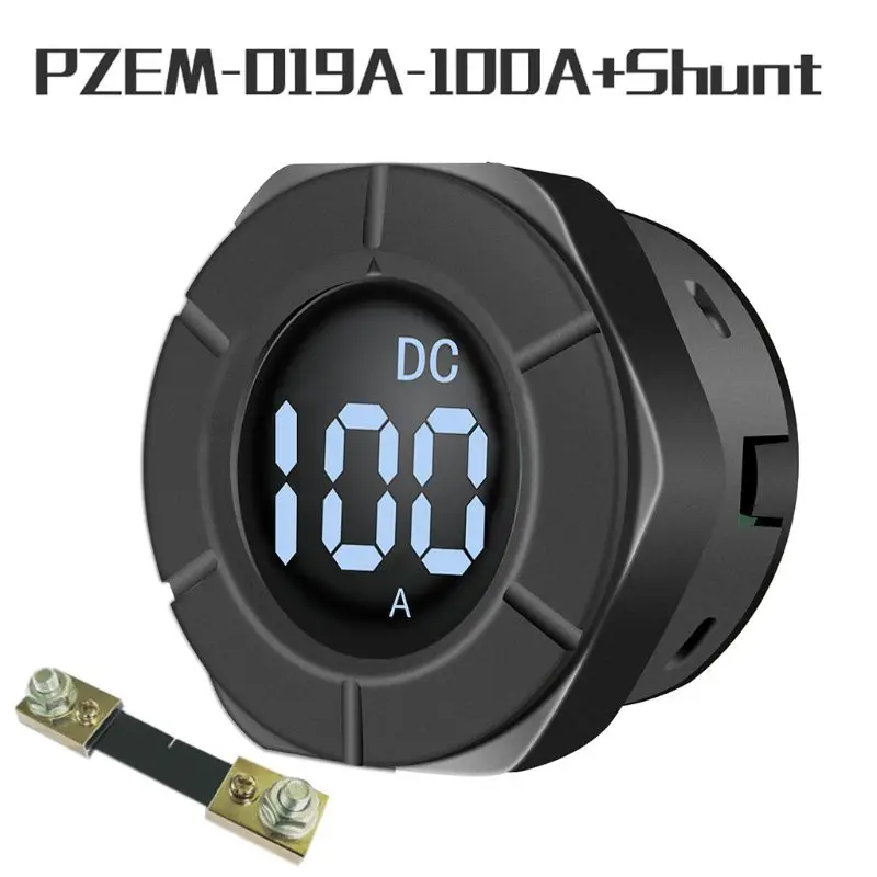 

DC 5-12V Round LCD Display Digital Ampermeter Ammeter Car Amp Panel Meter Current Meter PZEM-019A with 100A Shunt