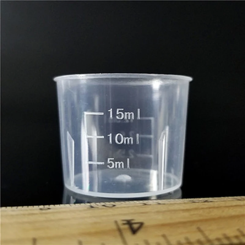 10 шт 15/30 мл, мерный стакан прозрачный пластиковый двухшкальный медицинский мерный контейнер для измерения