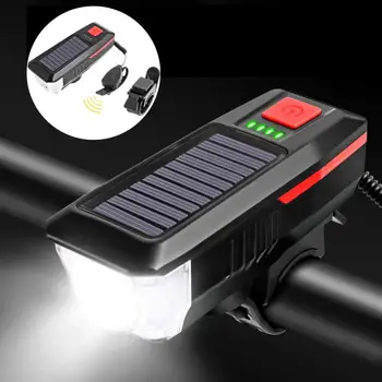 

T6 LED Solar/ USB Charge Bike Headlight 2000mAh Bike Light Waterproof Bicycle FlashLight Front Lamp with 120db Horn