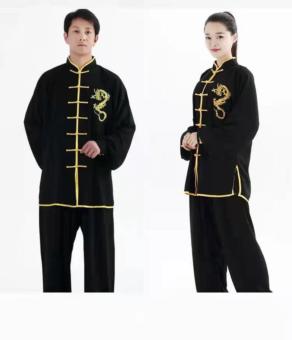 Tai Chi Clothing Chinese Traditional Costume Exercise Uniform Dragon Kung Fu Suits Long Sleeve Tai Chi Clothing Chinese Traditional Folk Taiji Outdoor Walking Morning Sports