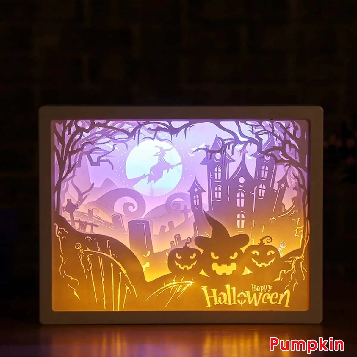 Halloween Christmas 3D Paper Carving Light LED Night Light Bedside Desk Table Lamp Carved CreativeGifts Kids Bedroom 집 꾸미기