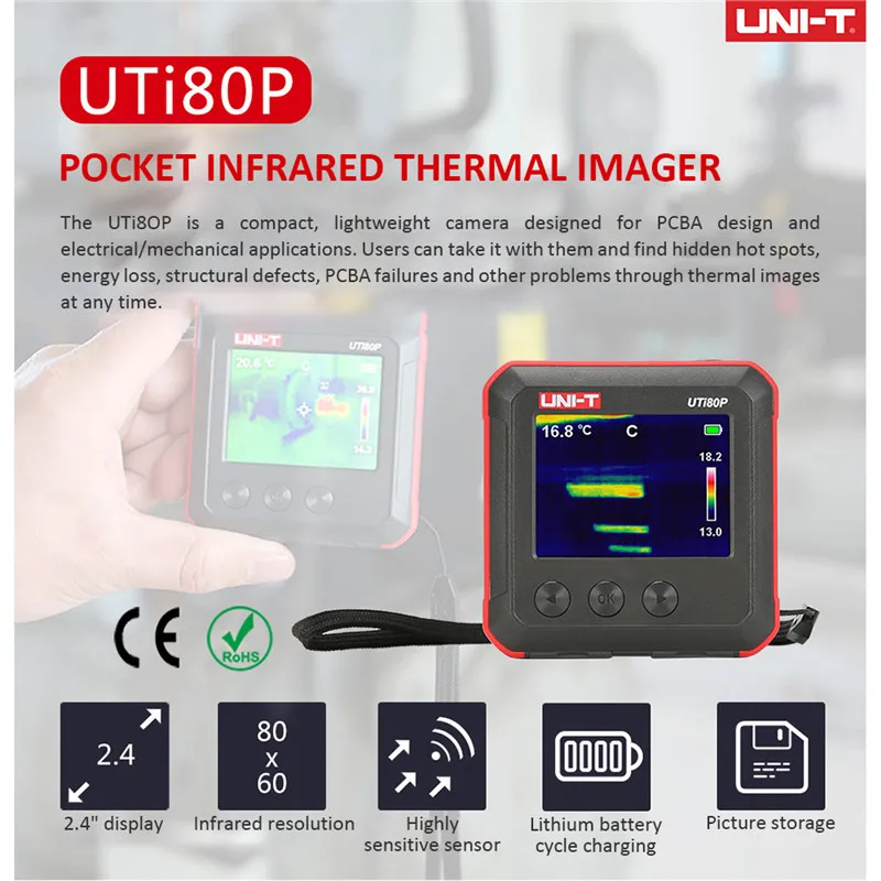 UNI-T UTi80P тепловизор; карманный тип камера ночного видения/печатная плата/ремонт прибора/Обнаружение нагрева пола