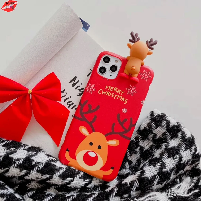 Glitter Christmas Deer Bear Phone Case For iPhone XR 11 Pro XS Max X 8 7 6 6s Plus Dynamic Liquid Quicksand Bling Sequins Cover (8)