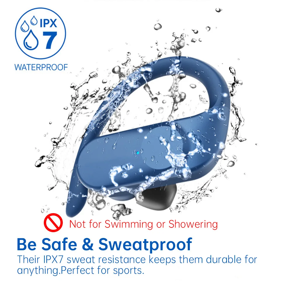 Arikasen True Wireless Earbuds TWS Over-Ear Hooks Bluetooth Stereo Wireless Earphones Super Bass Touch Control IPX7 Waterproof