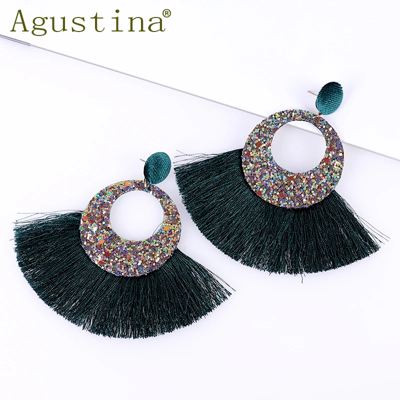 Agustina, черные серьги для женщин, серьги с кисточками в богемном стиле, модные панк минималистичные ювелирные изделия, Висячие африканские женские серьги с бахромой