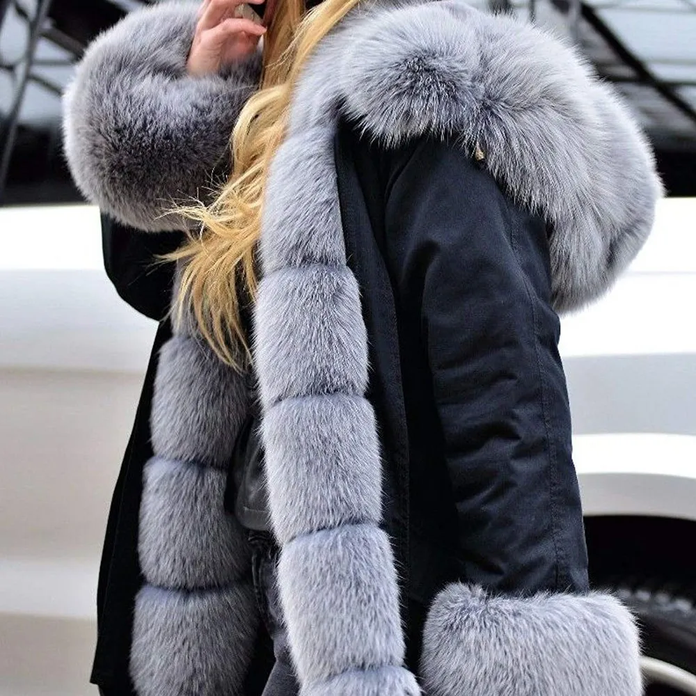Стильное пальто с искусственным мехом, Женская пушистая теплая верхняя одежда с длинным рукавом, осенне-зимние пальто, куртки без воротника, верхняя одежда оверсайз