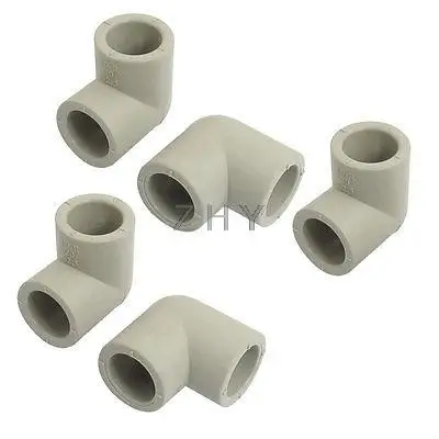 

5 Pcs 20mm Inner Diameter 90 Degree Elbow PPR Pipe Connectors Gray