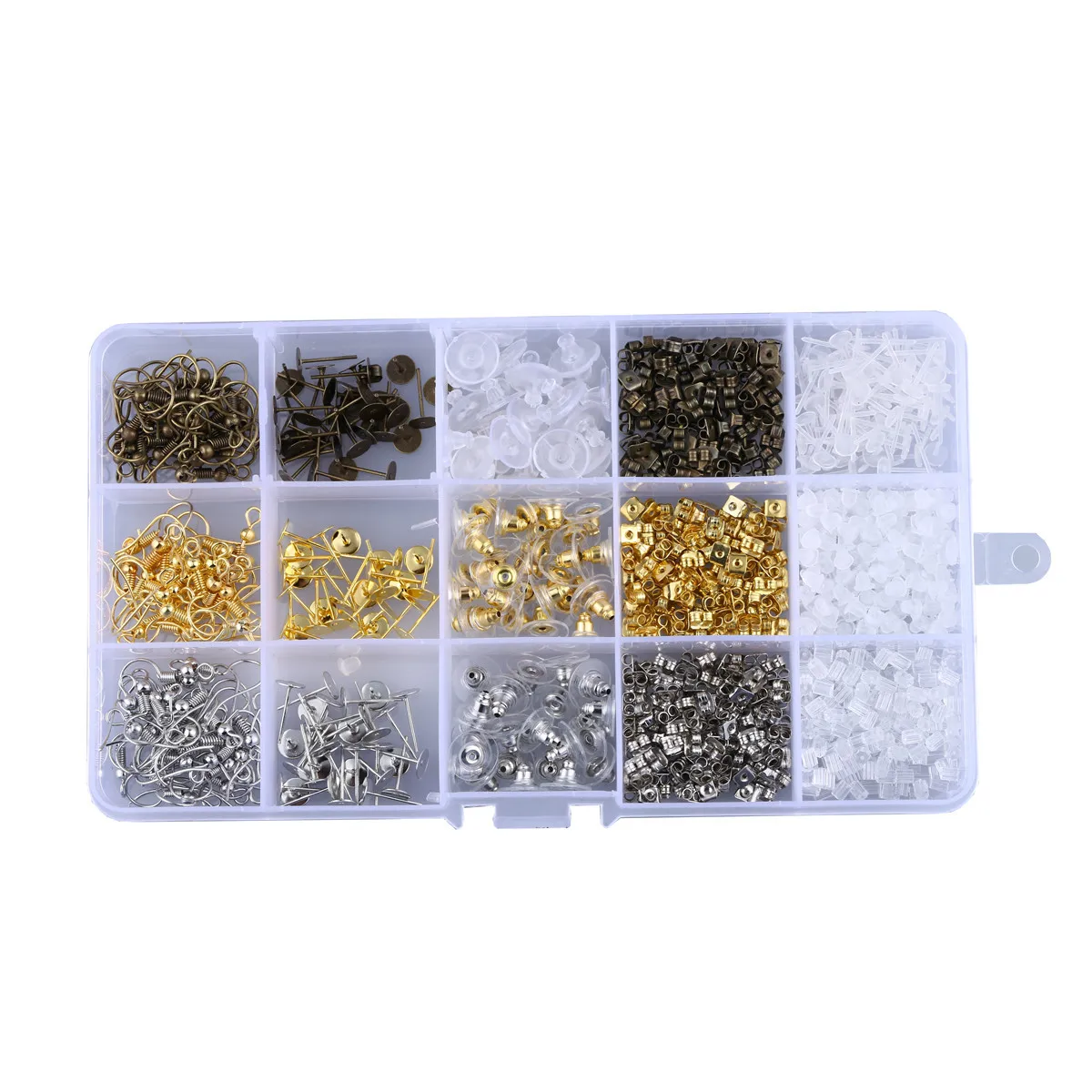 

1 Box Fashion DIY Jewelry Earrings Block Findings Plugs Back Stopper Nuts Mixed Earring Accessories Kits Box Set