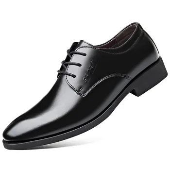

Classic Luxury Male Cow Genuine Leather Oxford Shoes Men Lace-Up Formal Dress Shoes Mens Business Office Wedding Party Shoes