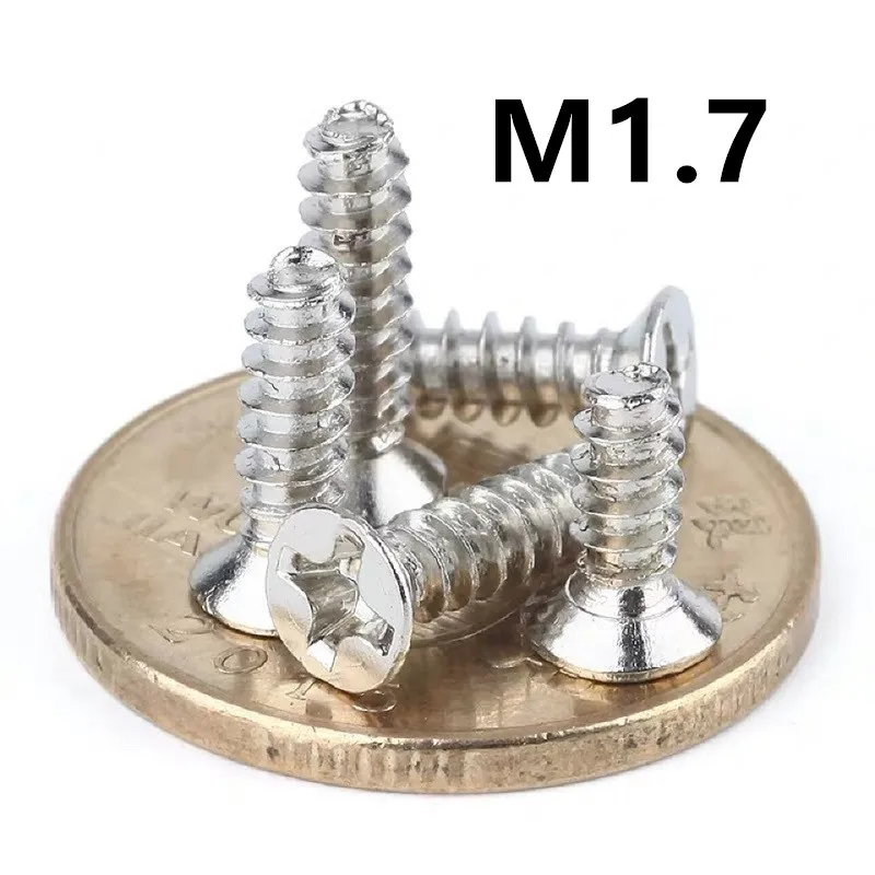 

1000pcs/lot M1.7x4/5/6/8/10mm KB nickel-plated cross countersunk head flat tail self-tapping screw