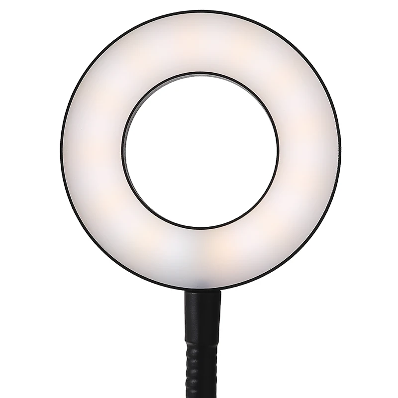사진 Led 램프 유연한 긴 팔 조절식 핸드폰 홀더, 24 LED 링 필 라이트 지원 USB 전화 클립