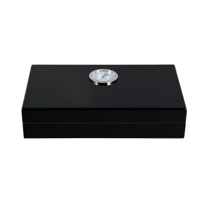 Кедрового дерева хьюмидор коробка для сигар Портативный сигары Чехол W/увлажнитель с гигрометром хьюмидор для куба COHIBA сигары - Color: Black
