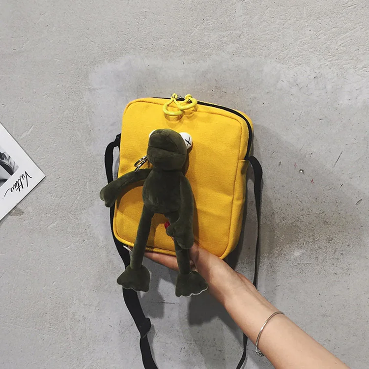 Мини сумка-мессенджер Женская универсальная INS Лягушка Мягкая игрушка Harajuku ретро сумка женская мужская Студенческая сумка тканевая через плечо