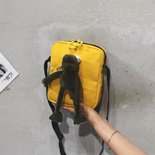 Мини сумка-мессенджер Женская универсальная INS Лягушка Мягкая игрушка Harajuku ретро сумка женская мужская Студенческая сумка тканевая через плечо