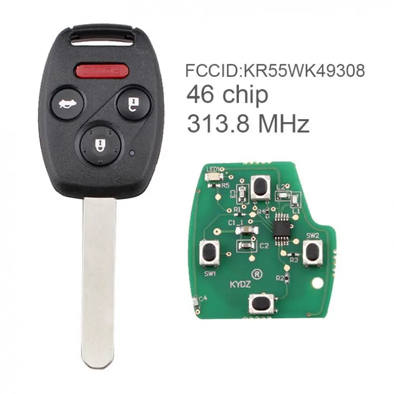 

4 Buttons Keyless Uncut Flip Remote Key Fob with ID46 Chip KR55WK49308 for Honda Pilot 2009-2015 / Honda Accord 2008-2014