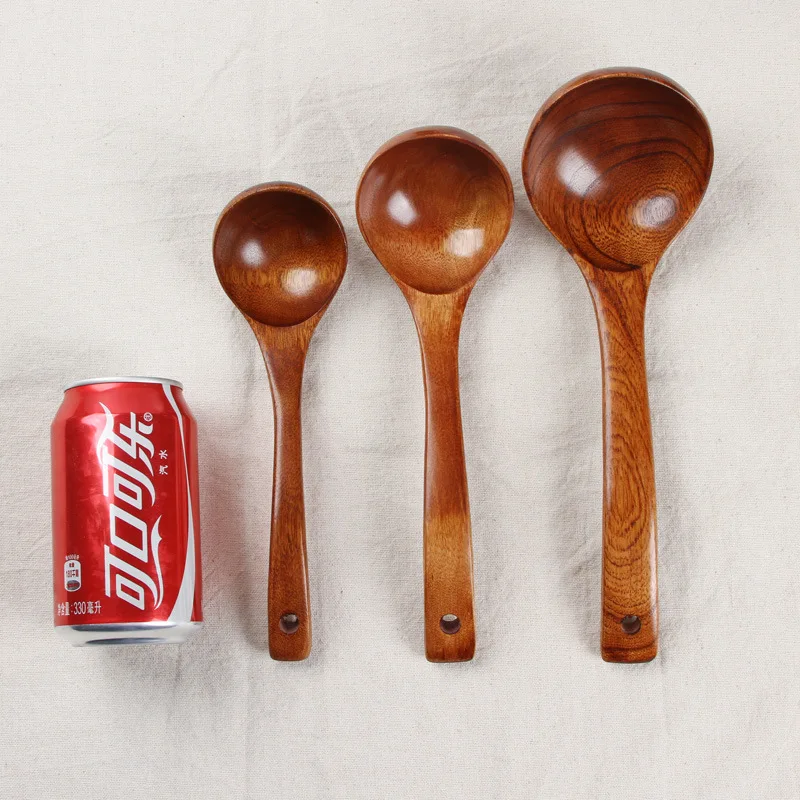 Manufacturers Direct Selling Natural Solid Wood Spoon Dark Color Wood Ladel Wholesale Wooden Spoon Hot Pot Spoon Can Carve Writi