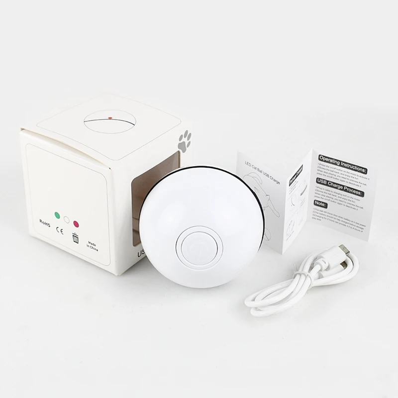 Умный интерактивный Кот играть и игрушки мяч, Usb Перезаряжаемый движение активированный автоматический вращающийся электронная игрушка питомец-белый