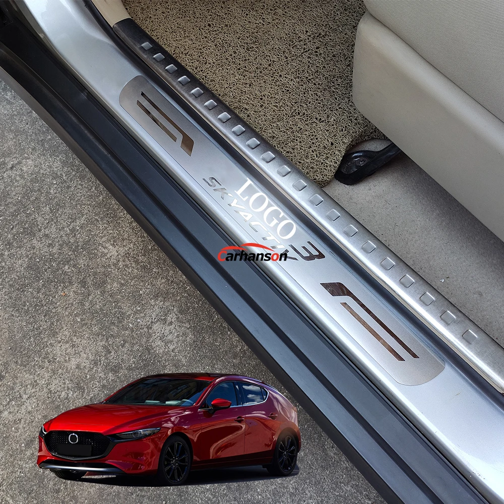 Car Accessories For Mazda 3 Door Sill Trim Strip Stainless Steel Pedal Cover Auto Stickers Protector Styling