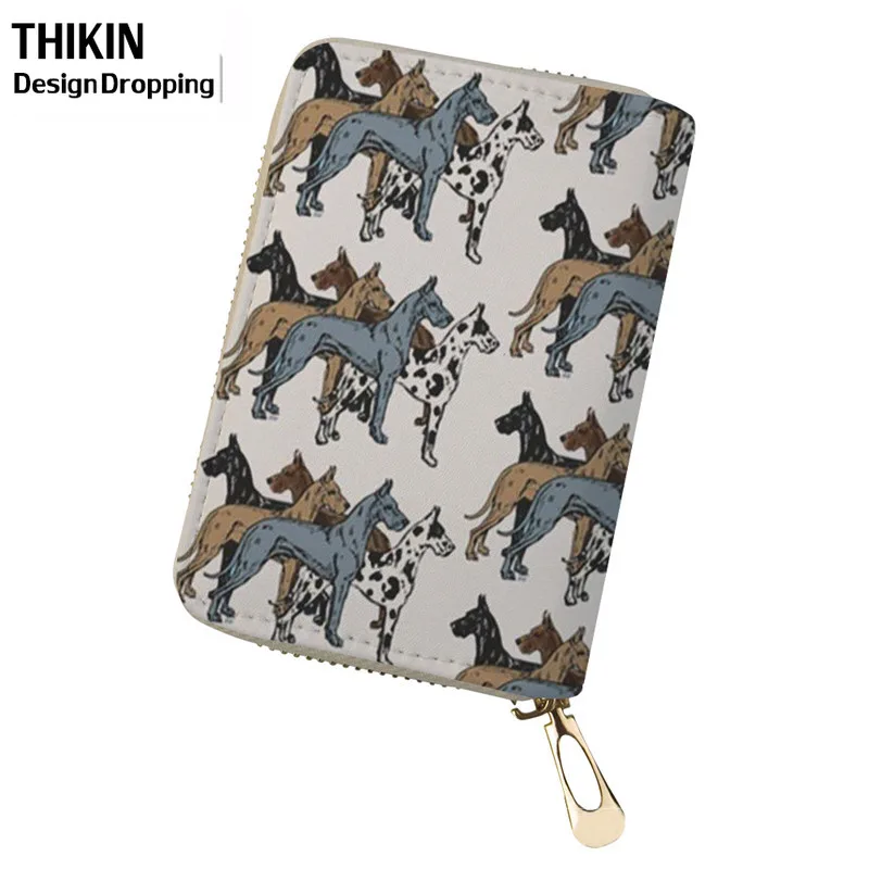 Женские кошельки из искусственной кожи с рисунком из мультфильма Great Dane, держатель для карт и удостоверений личности, дорожные кошельки для кредитных карт, Женский чехол для карточек