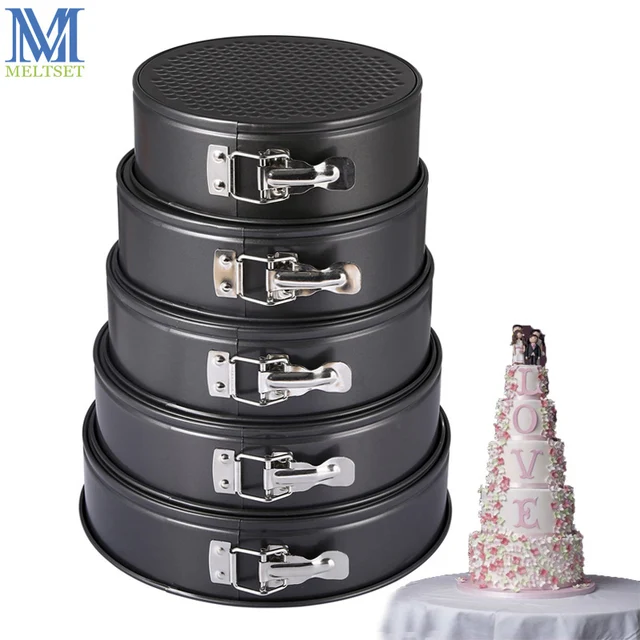 US $7.67 Kitchen Cake Baking Pan Round Shape Non-stick Cake Mold Steel Springform Pan Set Removable Bottom C