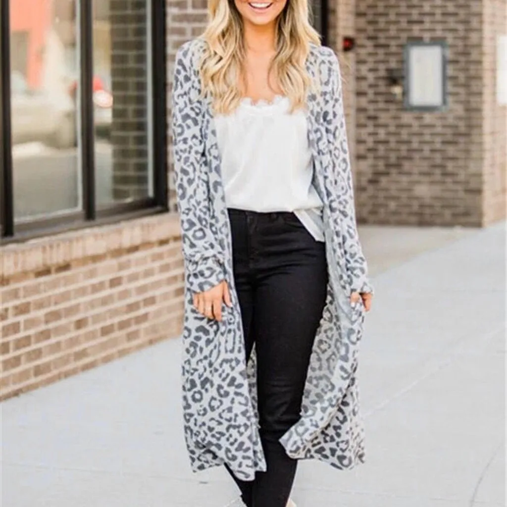 

Winter Fashion Woman Sweaters Long Sleeve Leopard Print Knitted Cardigan Sweater Coat Women Clothing Plus Size pull femme #3