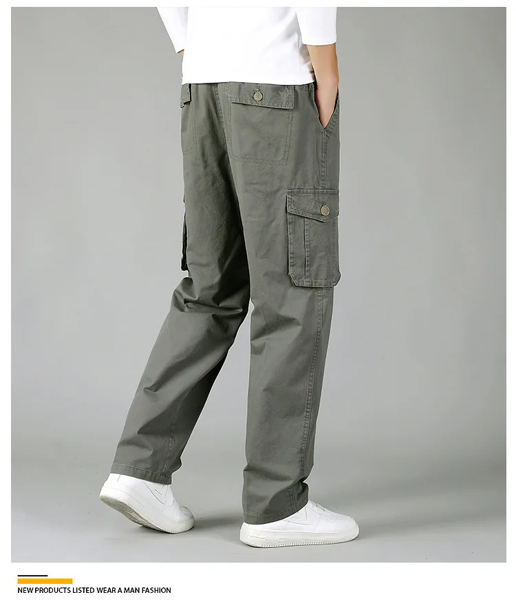 skinny cargo pants Casual Pants Men's Trousers Elastic Waist Cotton Men's Fashion Trousers Dad Pants Loose Straight Cargo Pants Khaki Black Gray cargo sweatpants