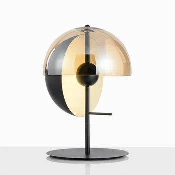 

Personality simple creative semi-circular glass lampshade modern designer model room bedroom bedside table lamp lw521135py