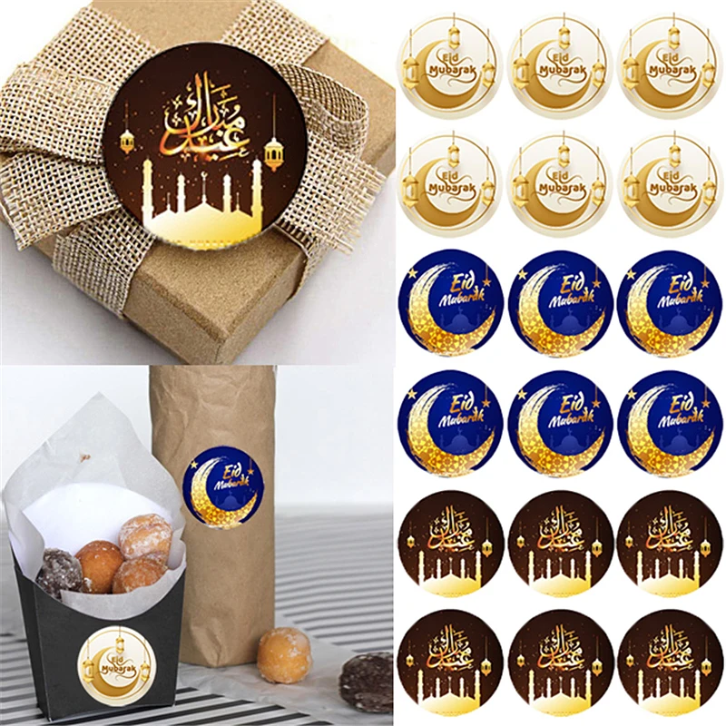 

120pcs New Style Eid Mubarak Stickers Diary DIY Decoration Gift Bag Packing Sealing Sticker Notebook Handbook Paper Label Supply