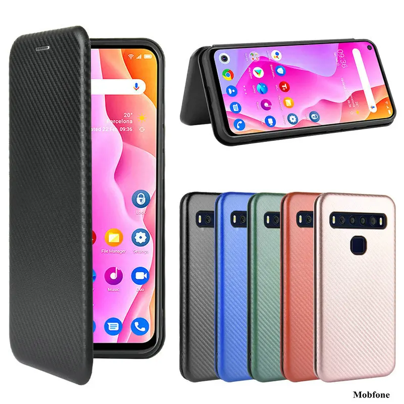 

For TCL 10L Carbon Fiber SKIN Flip Case for TCL 20 Pro 20S SE Full Cover TCL10L TCL10 SE TPU Bumper Cases For TCL 10 5G UW Bags
