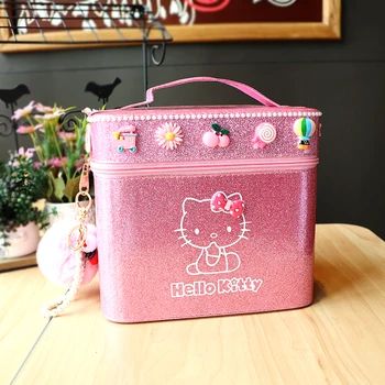 

Makeup Bag Cosmetic Case Helloo Kitty Bag Pink KT Cat Toiletry Travel Cosmetic Bag Makeup Case Professional Cosmetic Storage Box