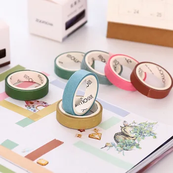 

5pcs/set 3m*10mm Hot Sale New Macaron Candy Color Decorative Masking Tapes School Supplies Solid Color Slim Decora Paper Tape